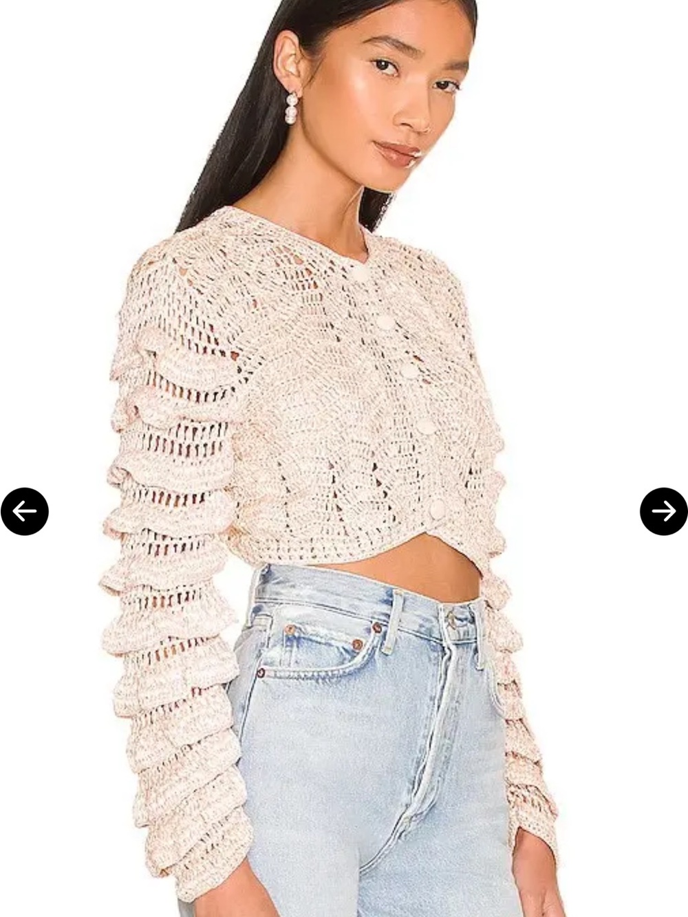 LoveShackFancy Junice Cropped Chunky Knit Cardigan Sweater Shrug Sz M NWOT